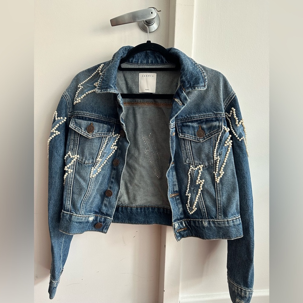 Sandro pearl denim jacket